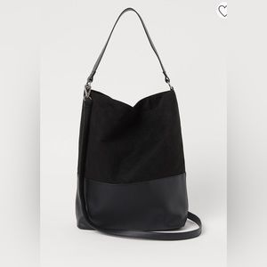 H&M Divided Faux Leather Faux Suede Black Crossbody Bag